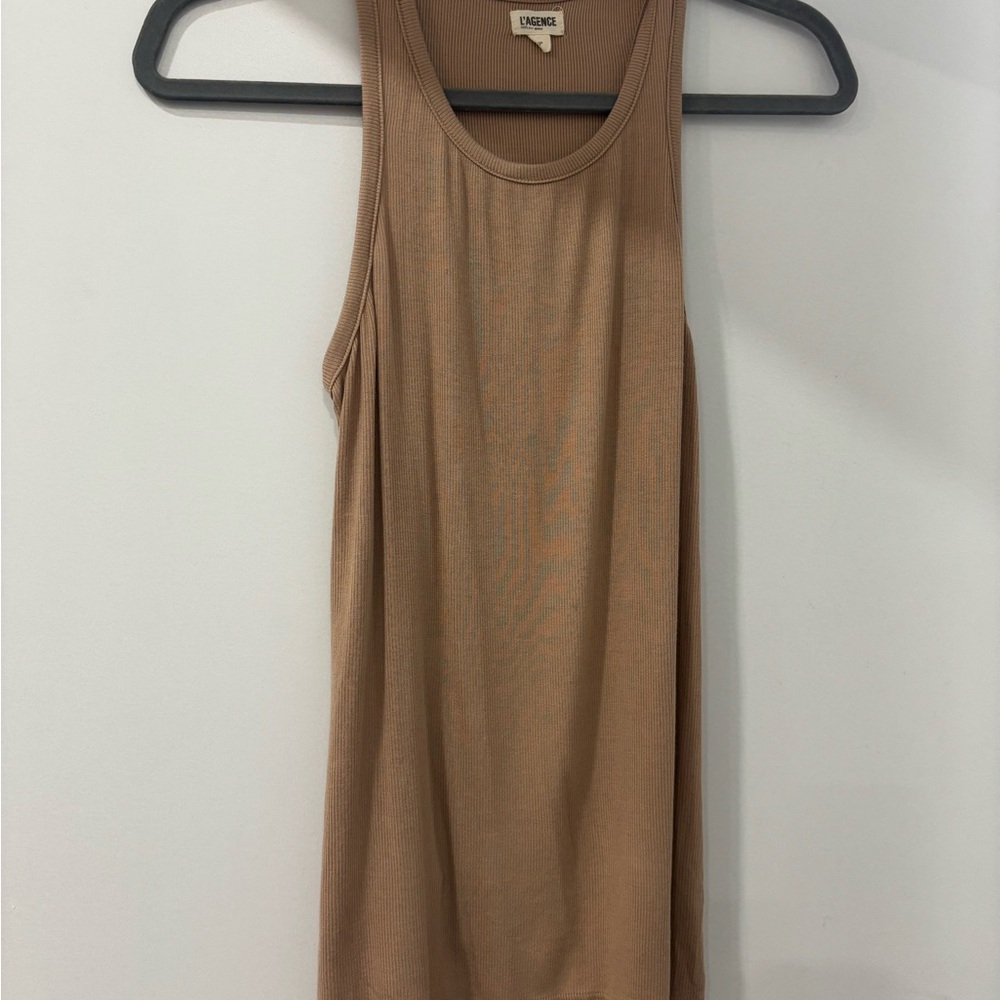 L’Agence Tan Ribbed Tank Top